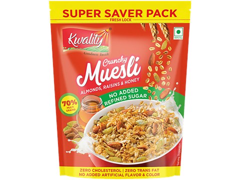 Kwality Crunchy Muesli With Almonds, Raisins & Honey, 700 g