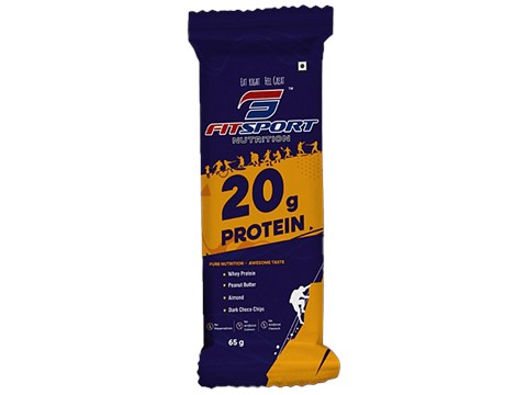 Fitsport Nutrition 20g Protien Bar - Energy Booster, No Preservatives, 65 g