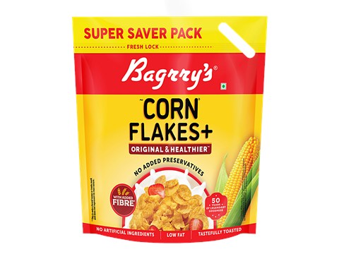 Bagrry's Corn Flakes Plus Original Healthier - Added Fibre, 1.2 kg
