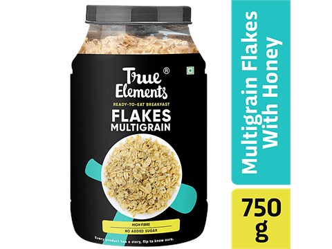 True Elements Multigrain Flakes With Honey - No Added Sugar, Fibre Rich, 750 g