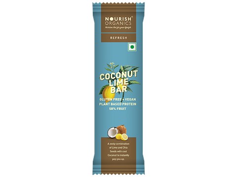 Nourish Organics Refresh - Coconut Lime Bar, Plant Based Protein, Instant Energy, 30 g