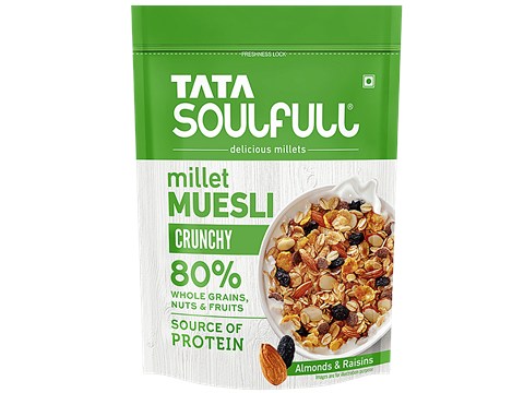 Tata Soulfull Millet Muesli - Crunchy, With Almonds & Raisins, Breakfast Cereal, 500 g