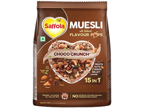 Saffola Choco Crunch Muesli With Flavour Pops, 185 g