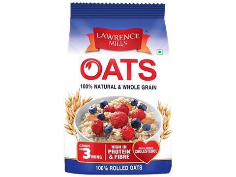 Lawrence Mills Rolled Oats - Natural & Whole Grain, High In Protein & Fibre, Premium, 1 kg