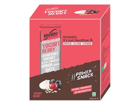 RiteBite Max Protein Multigrain Energy Bar - Yogurt Berry, Healthy Snack, High In Protein & Fibre, Cranberries, Black Currants, Quinoa Crispies, 35 g