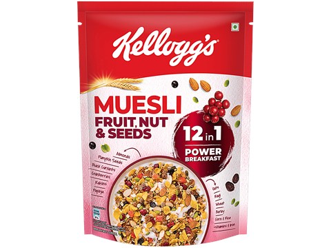 Kellogg's Muesli Fruit, Nut & Seeds 12 In 1 Power Breakfast Cereal, 500 g