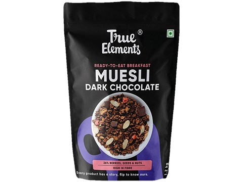 True Elements Dark Chocolate Muesli - Ready To Eat Breakfast, 26% Berries, Seeds & Nuts, High In Fibre, 1.2 kg