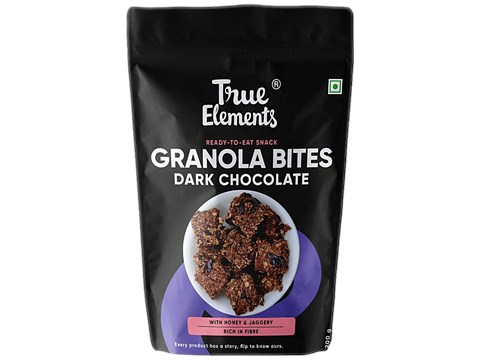 True Elements Granola Bites Dark Chocolate - With Honey & Jaggery, Rich In Fibre, 200 g