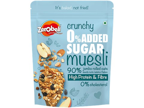 Zerobeli Crunchy Muesli - No Sugar Added, 425 g