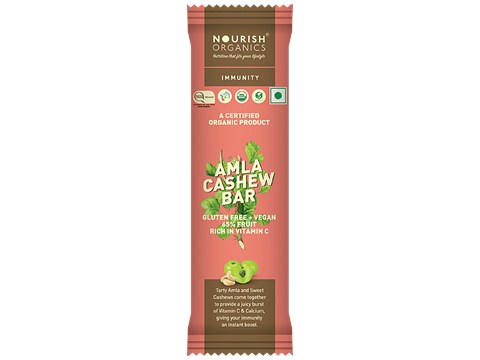 Nourish Organics Immunity - Amla Cashew Bar, Rich In Vitamin C, Sweet Taste, Healthy Snack, 30 g