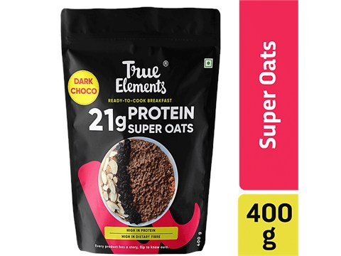 True Elements Dark Choco Super Oats - With 21g Plant Protein, 400 g