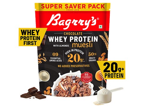 Bagrry's Whey Protein Muesli - Chocolate, 20 g+ Protein, 750 g