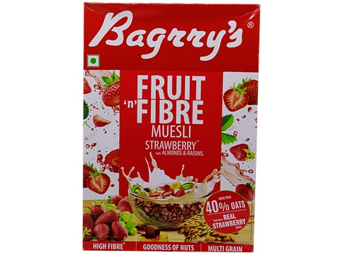 Bagrry's Fruit N Fibre Strawberry Muesli - Goodness Of Real Str, 500 g