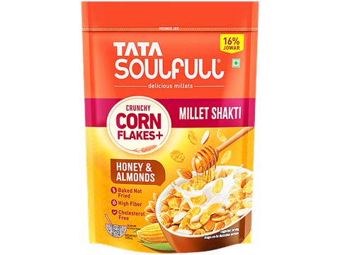 Tata Soulfull Honey & Almonds Crunchy Corn Flakes+ With Millets Shakti, 450 g