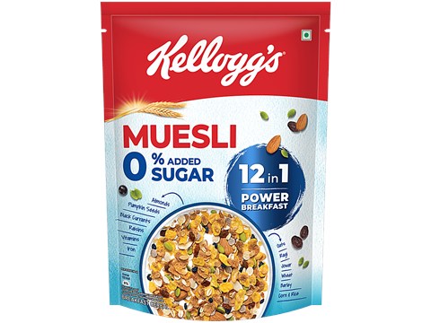 Kellogg's Muesli 0% Added Sugar - 12 In 1 Power Breakfast, 500 g