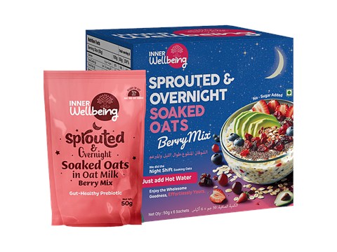 Inner Wellbeing Sprouted & Overnight Soaked Oats - Berry Mix, 300 g