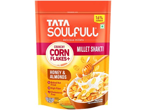 Tata Soulfull Honey & Almonds Crunchy Corn Flakes+ With Millets Shakti, 170 g