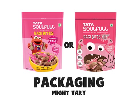 Tata Soulfull Ragi Bites Strawberry Fills, No Maida, Dal Protein, Kids Cereal, 250 g