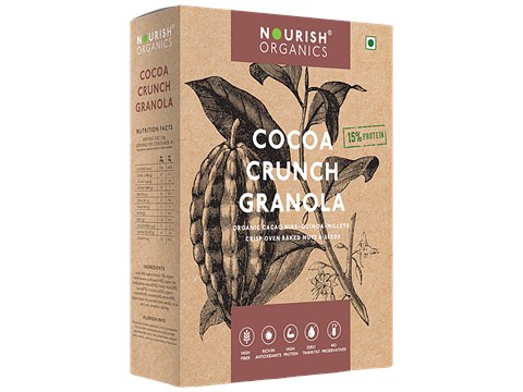 Nourish Organics Cocoa Crunch Granola - Rich In Antioxidants, Protein & Fibre, No Preservatives, 300 g