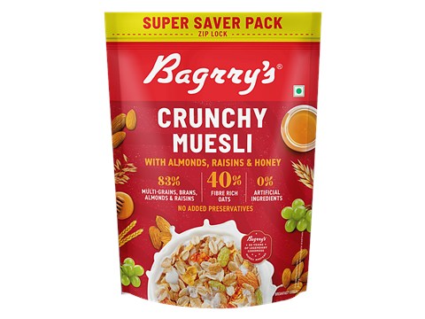 Bagrry's Crunchy Muesli - Almonds, Raisins, Honey, Oats, 750g