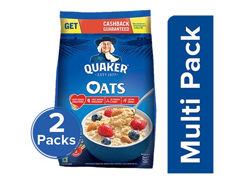 Quaker Oats Breakfast Cereal - Rich In Protein, Dietary Fibre, Nutritious, Easy To Cook, 2x1 Kg