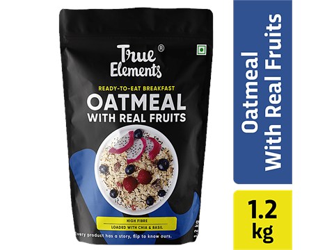 True Elements Whole Oatmeal With Chia & Real Fruits - High In Protein & Fibre, 1. 2 kg