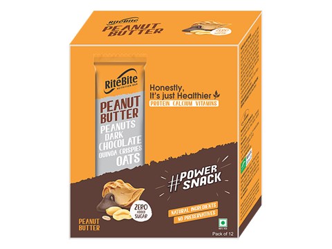 RiteBite Max Protein Multigrain Energy Bar - Peanut Butter, Healthy Snack, High In Protein & Fibre, Dark Chocolate Coating, Zero Added Sugar, 40 g