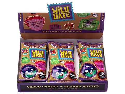 Wild Date Choco Cherry & Almond Butter Snack Bar - Gluten-Free, No Added Sugar, 240 g