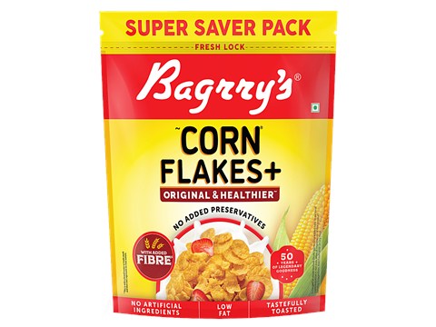 Bagrry's Corn Flakes Plus Original Healthier - Added Fibre, 1 kg