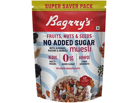Bagrry's No Added Sugar Muesli Fruits, Nuts & Seeds - Whole Grain Breakfast Cereal, Almonds, Raisins & Berries, 700 g
