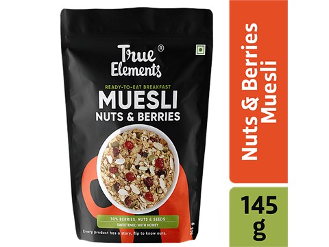 True Elements Nuts & Berries Muesli - Rich In Antioxidants & Vitamins, 145 g