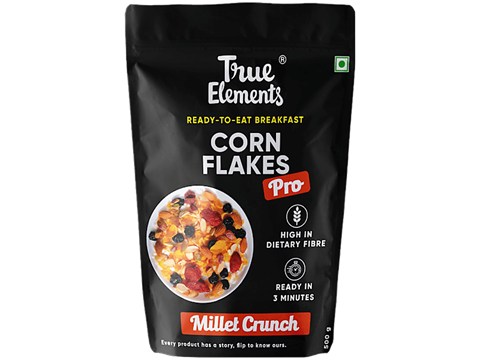 True Elements Corn Flakes Pro Millet Crunch - Ready To Eat Breakfast, 500 g