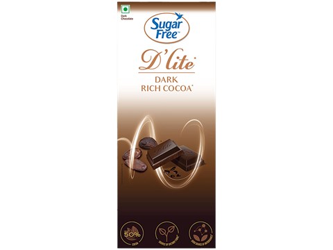 Sugar Free D'lite Rich Cocoa Dark Chocolate Bar, 80 g