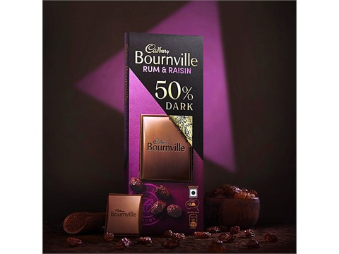 Cadbury Bournville Rum & Raisin 50% Dark Chocolate Bar, 78 g