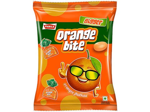 Parle Bigger Orange Bite Candy - Sugar Boiled Confectionery, 214.5 g