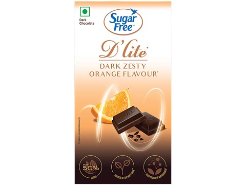 Sugar Free D'lite Zesty Orange Flavour Dark Chocolate Bar, 40 g