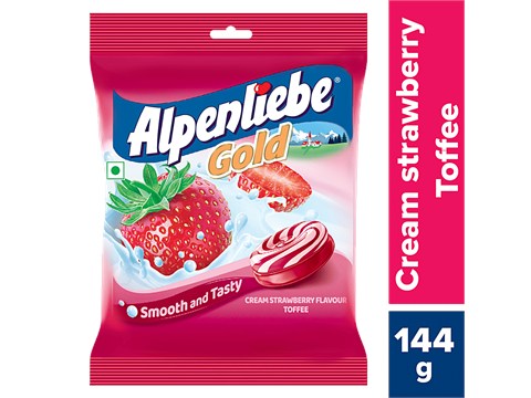 Alpenliebe Gold Cream Strawberry Toffee, 144 g