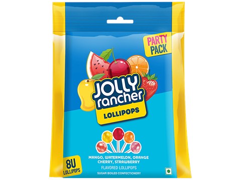Jolly Rancher Lollipops Party Pack With Mango, Watermelon, Orange, Cherry, Strawberry Flavoured, 76 g