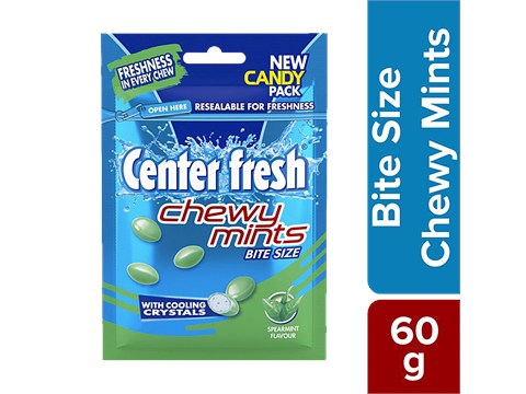 Center Fresh Chewy Mints - With Cooling Crystals, Spearmint Flavour, 60 g