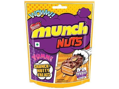 Nestle Munch Nuts - Chocolate Coated Crunchy Wafer Bar, Home Pack, 16 g