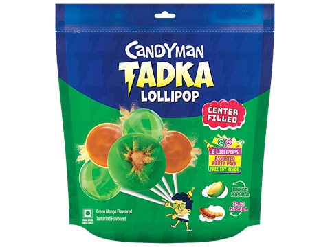 Candyman Tadka Green Mango & Imli Masala Flavoured Lollipops, 88 g