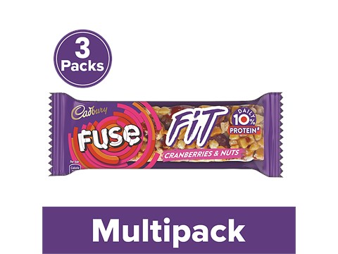 Cadbury Fuse Fuse Fit Snack Bar - With Cranberries & Nuts, 3X41 g