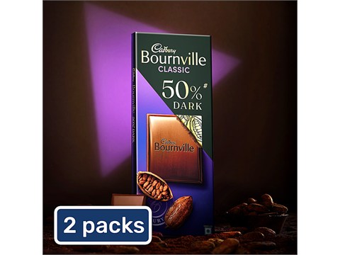Cadbury Bournville Rich Cocoa 50% Dark Chocolate Bar, 2x75 g