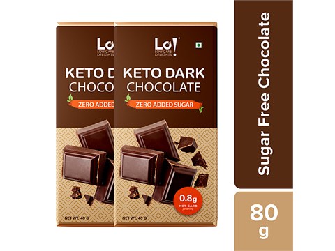LO! Keto Dark Chocolate - Low Carb, Stevia Sweetened, No Added Sugar, 40 g