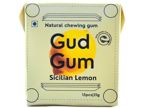 Gud Gum Natural & Plastic Free Lemon Chewing Gum, 21 g