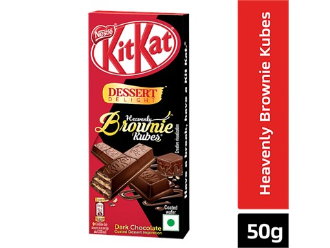 Nestle Kitkat Dessert Delight Heavenly Brownie Kubes Coated Wafer - Dark Chocolate, 50 g