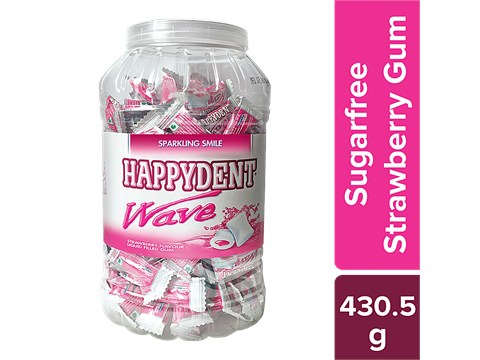Happydent  Wave Chewing Gum - Strawberry, Liquid Filled Centre, Freshens Breath, 430.5 g