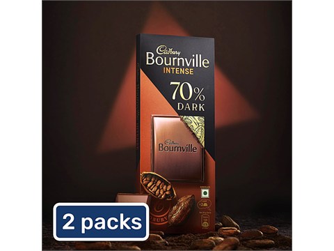 Cadbury Bournville Rich Cocoa 70% Dark Chocolate Bar, 2x75 g