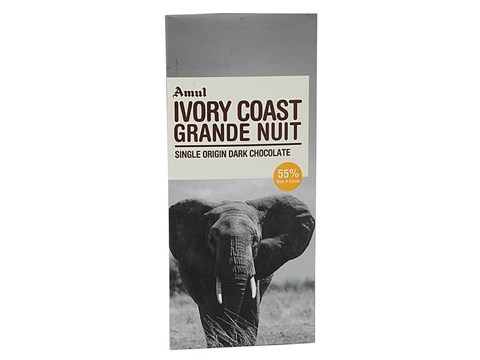 Amul Ivory Coast Grande Nuit Single Origin Dark Chocolate - 55% Rich in Cocoa, 125 g