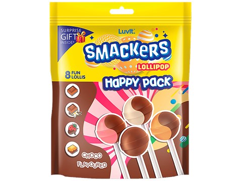 LuvIt Smackers Lollipop - Choco Flavoured, Soft & Chewy, 96 g
